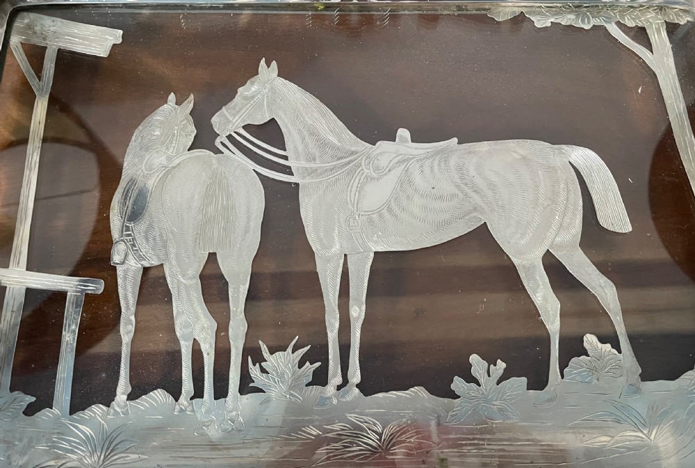 Early 20thc silver plate equestrian tray c1900 View III