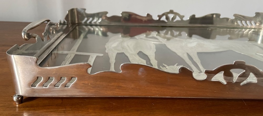 Early 20thc silver plate equestrian tray c1900 View VI