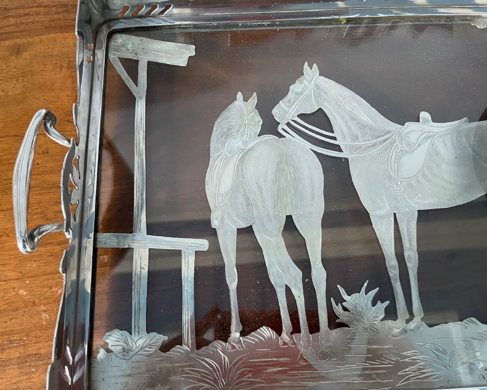 Early 20thc silver plate equestrian tray c1900 View VII