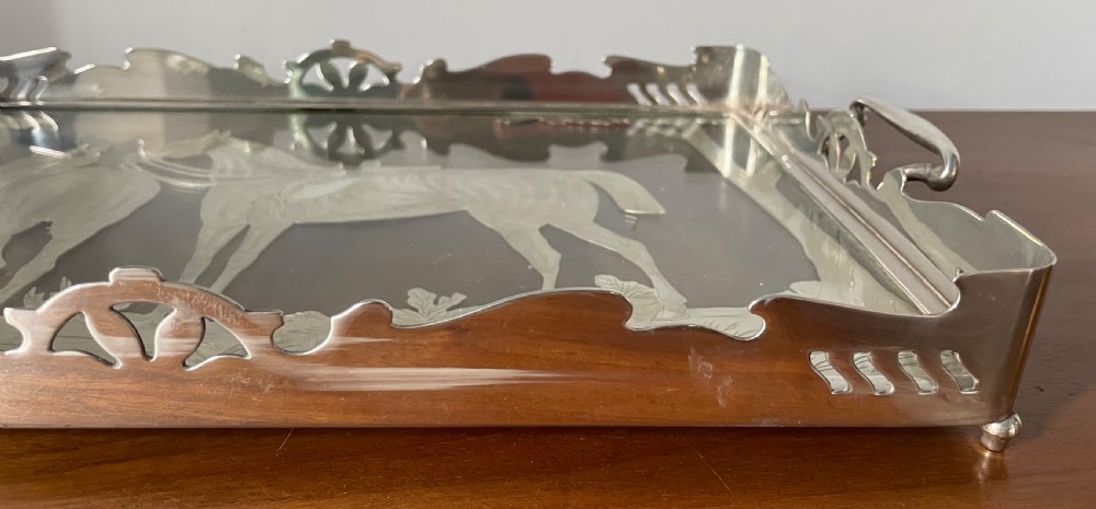 Early 20thc silver plate equestrian tray c1900 View IX
