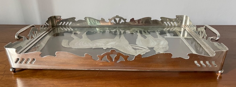 Early 20thc silver plate equestrian tray c1900 View X