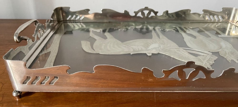 Early 20thc silver plate equestrian tray c1900 View XI