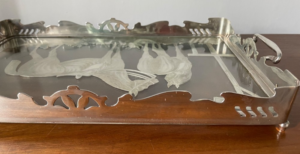 Early 20thc silver plate equestrian tray c1900 View XII