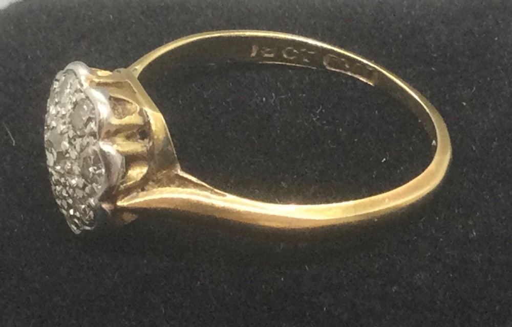 Antique 18ct gold platinum set diamond ring c1920 View V