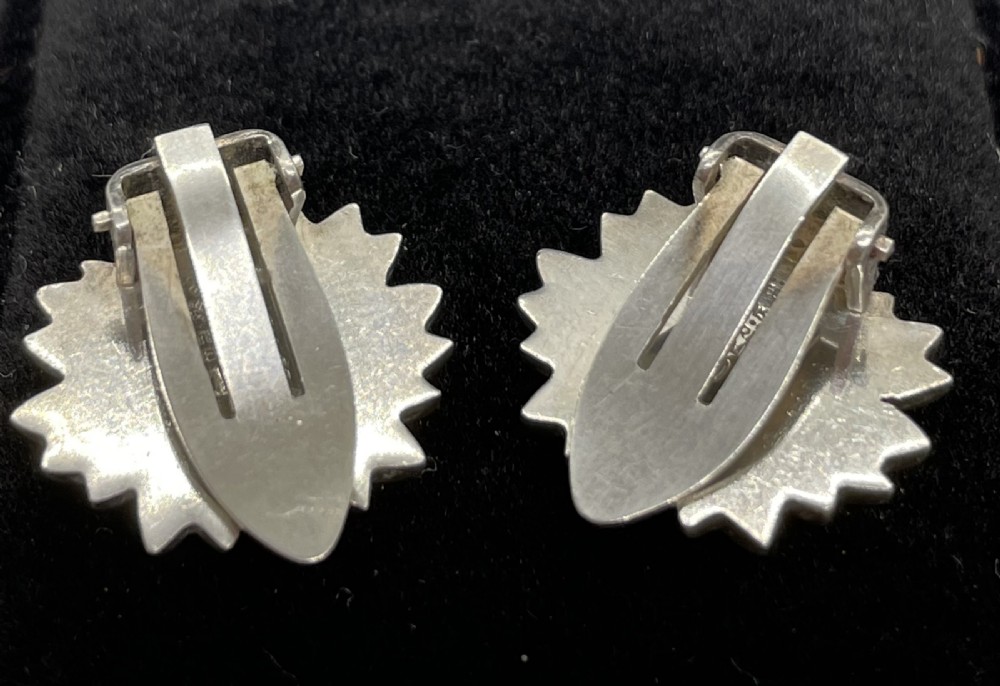 Georg Jensen silver earclips Arno Malinowski  c1960 View II