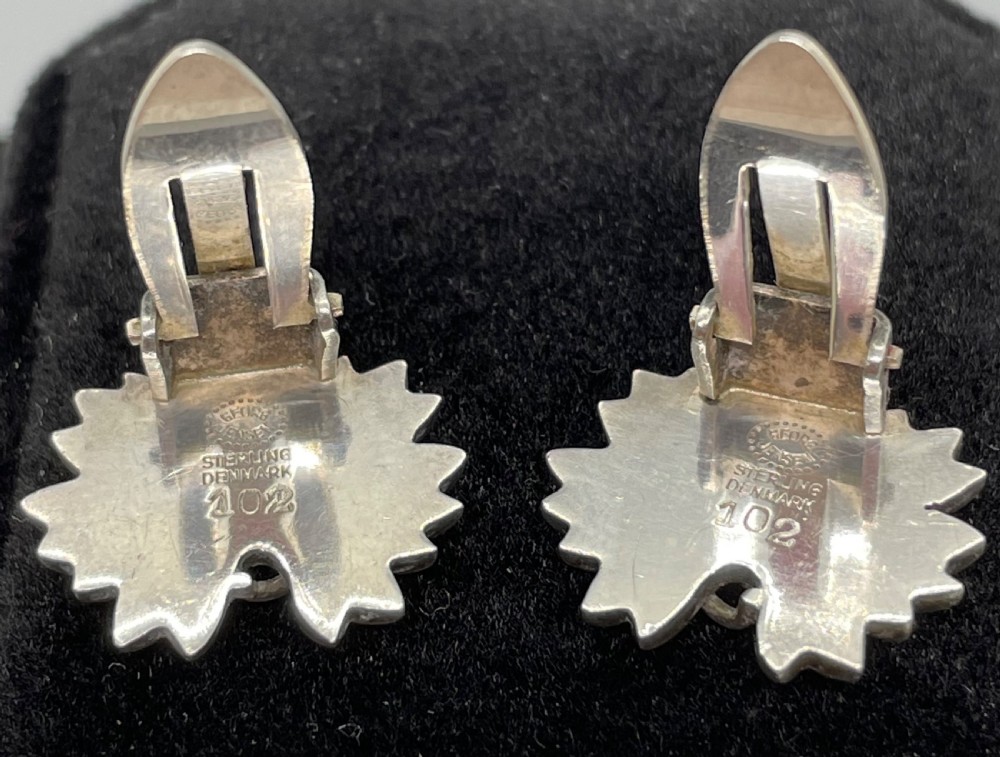 Georg Jensen silver earclips Arno Malinowski  c1960 View III