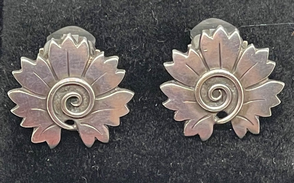 Georg Jensen silver earclips Arno Malinowski  c1960 View V