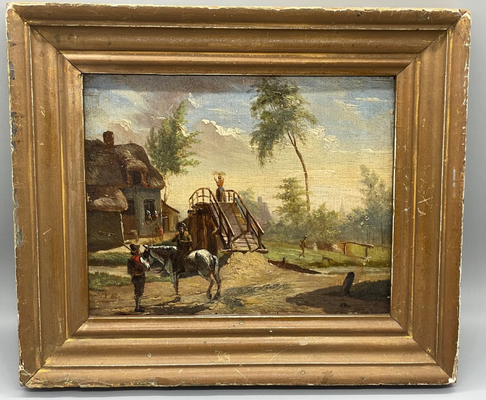 Early 19thc oil on panel painting c1800