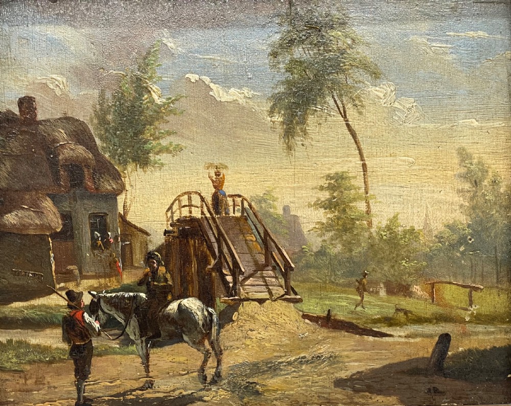 Early 19thc oil on panel painting c1800 View III
