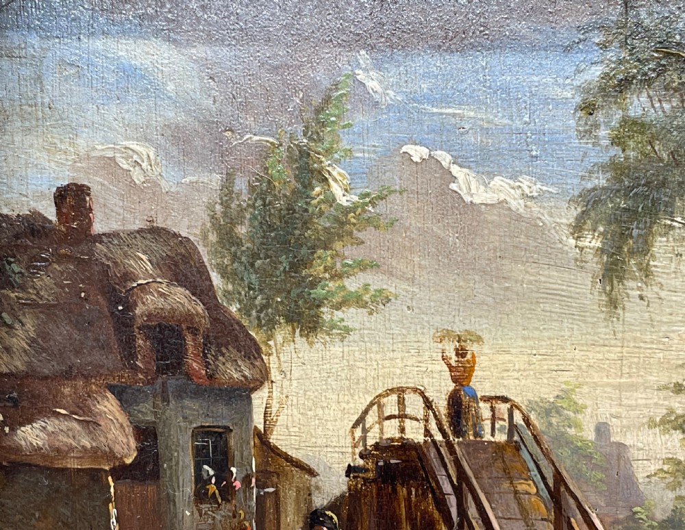 Early 19thc oil on panel painting c1800 View V