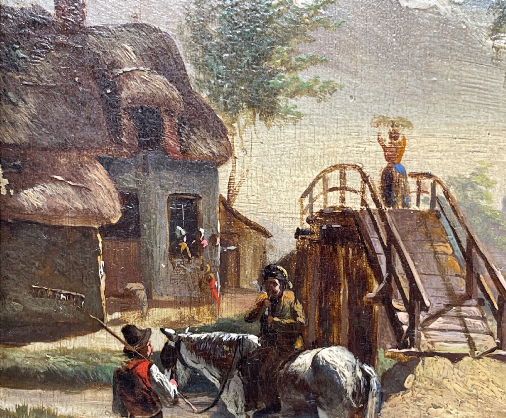 Early 19thc oil on panel painting c1800 View VI