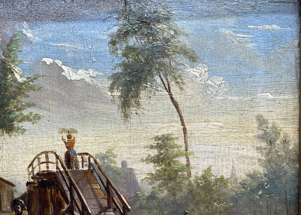 Early 19thc oil on panel painting c1800 View VII