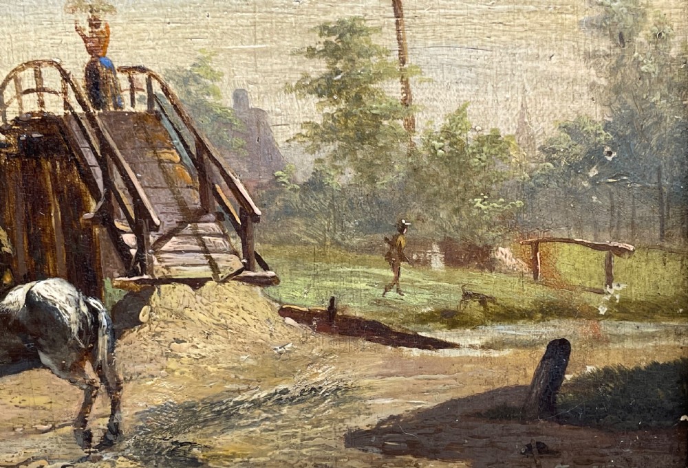 Early 19thc oil on panel painting c1800 View IX
