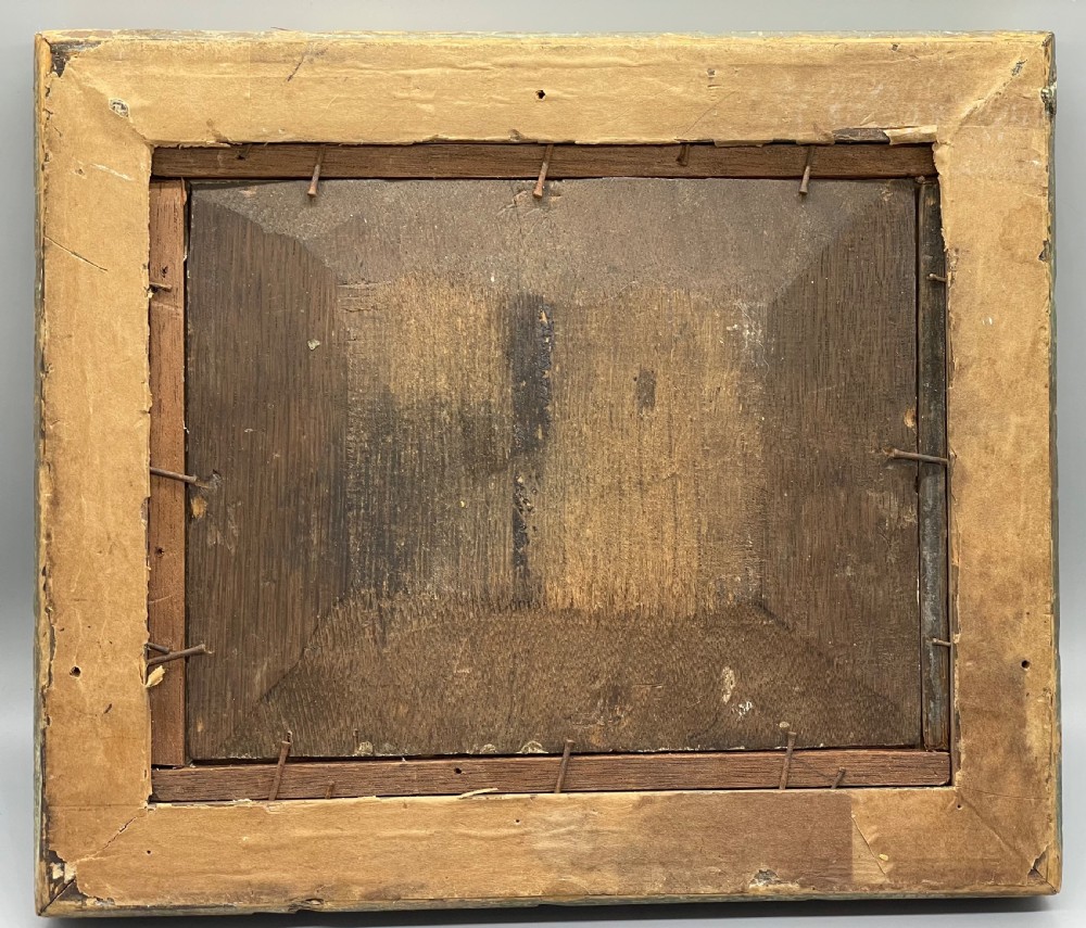 Early 19thc oil on panel painting c1800 View XI