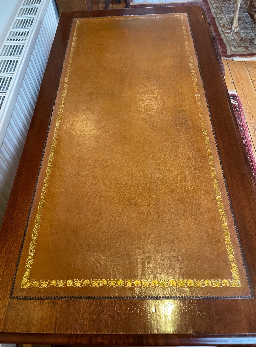 Victorian mahogany pedestal desk c1860 View VII