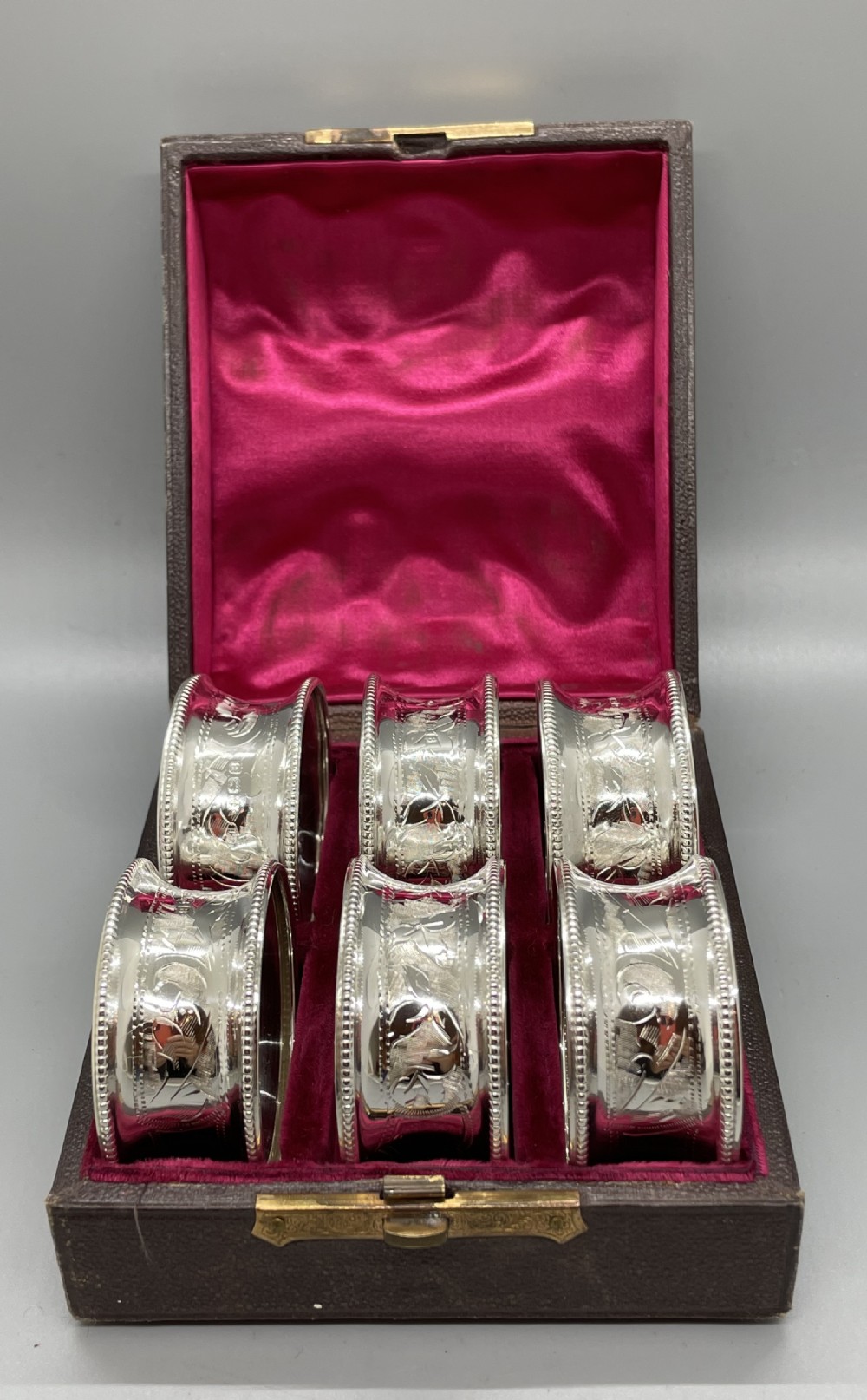 George V set of 6 silver napkin rings Birmingham 1926 AH BULLOCK 