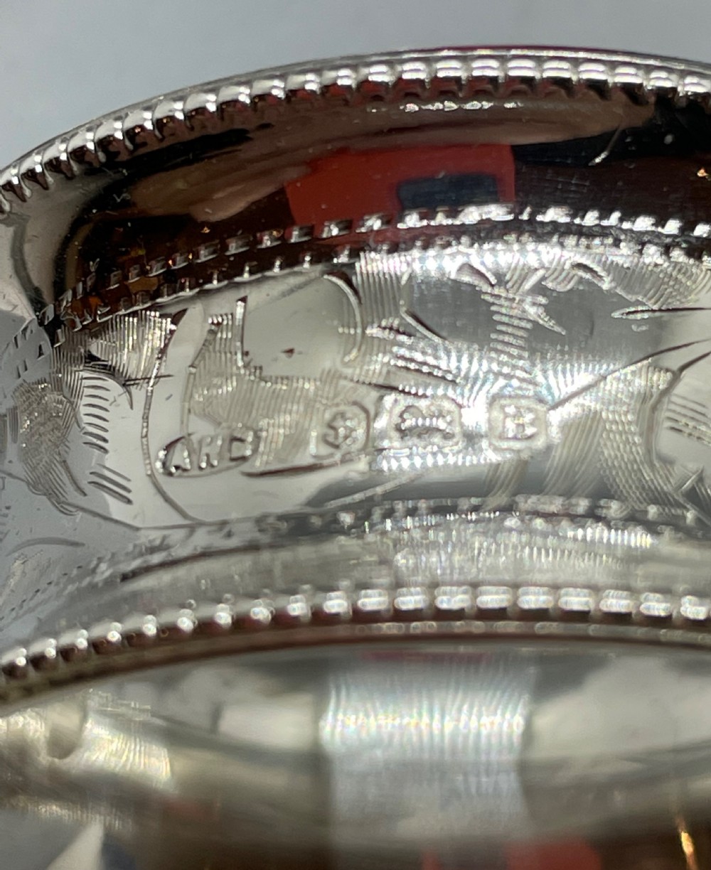 George V set of 6 silver napkin rings Birmingham 1926 AH BULLOCK  View V