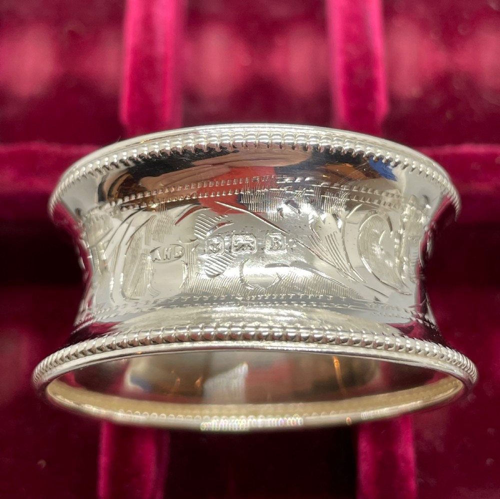 George V set of 6 silver napkin rings Birmingham 1926 AH BULLOCK  View VIII