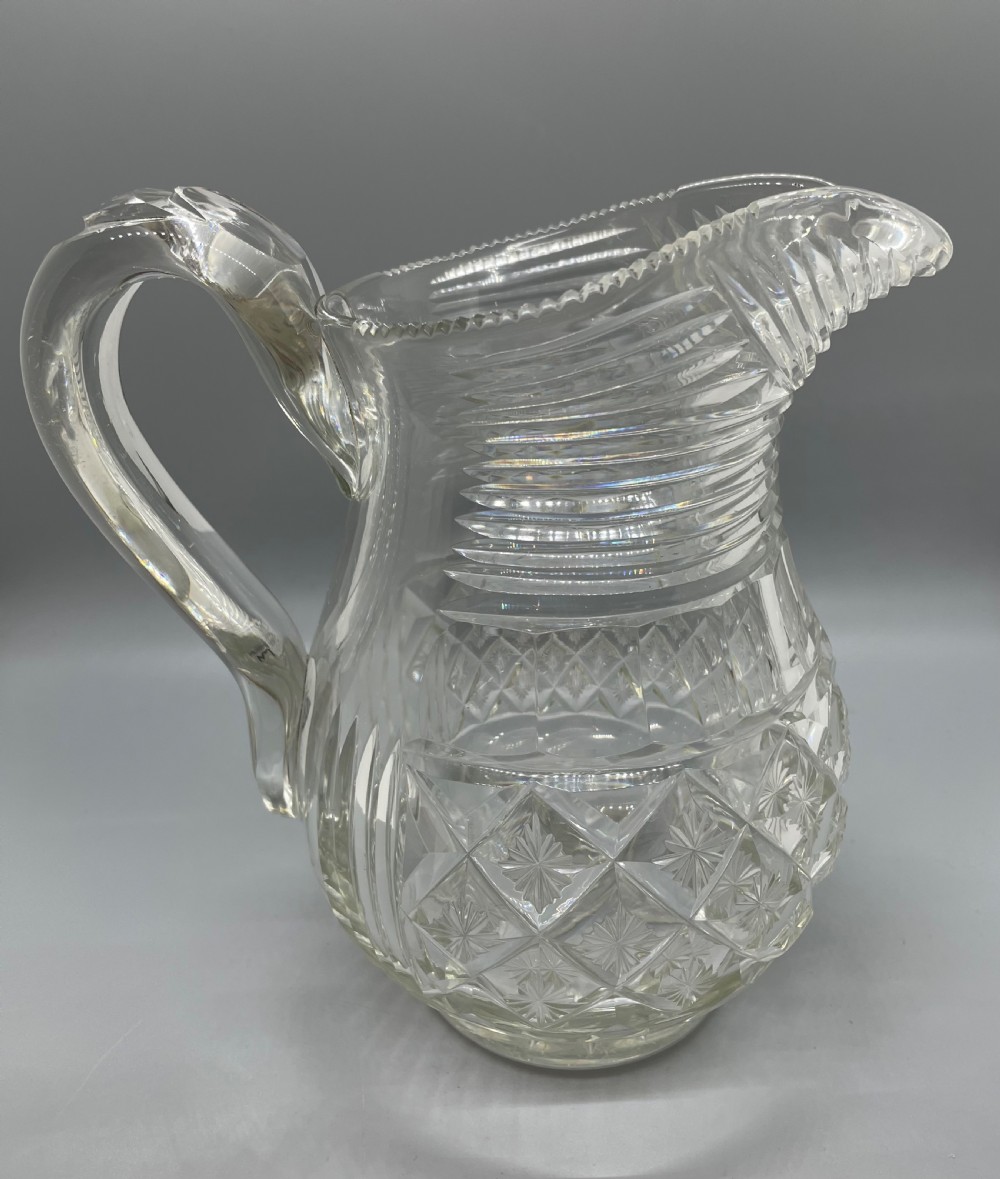 Regency cut lead crystal jug c1820 View V