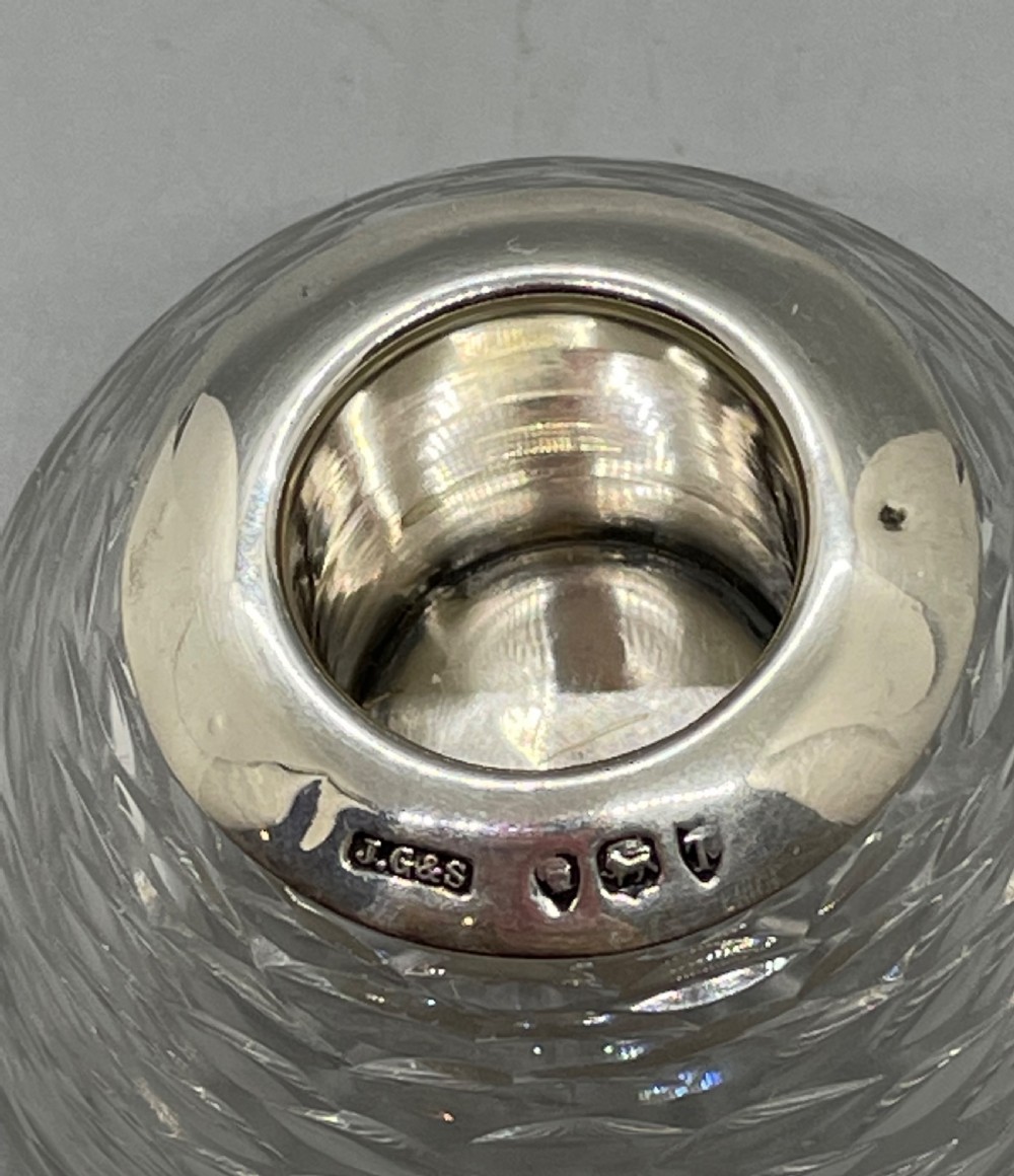 Victorian silver lead crystal match striker London 1894 View III