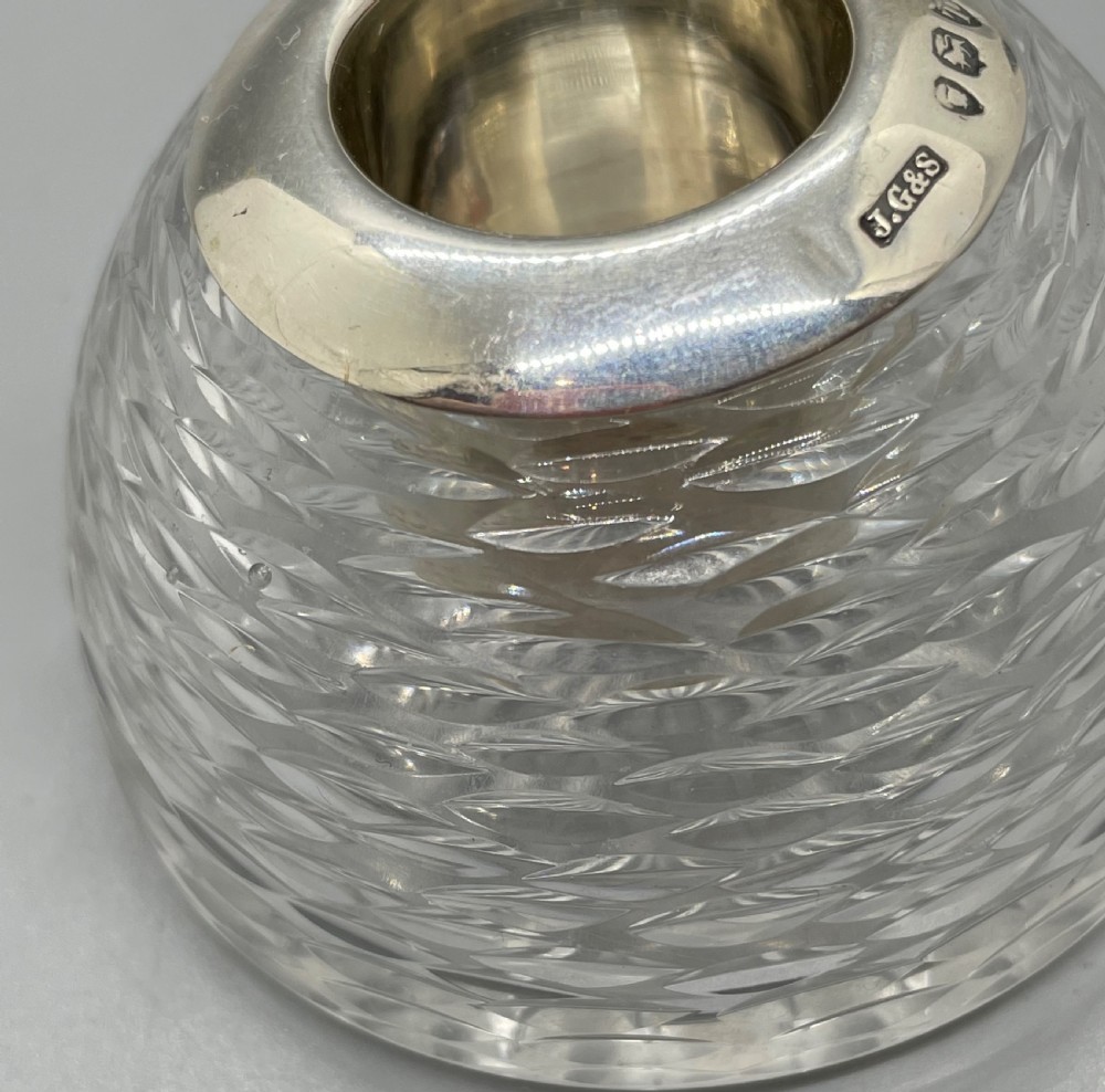 Victorian silver lead crystal match striker London 1894 View V