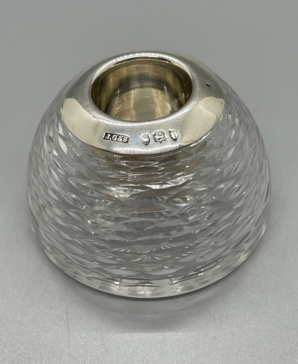 Victorian silver lead crystal match striker London 1894 View VI