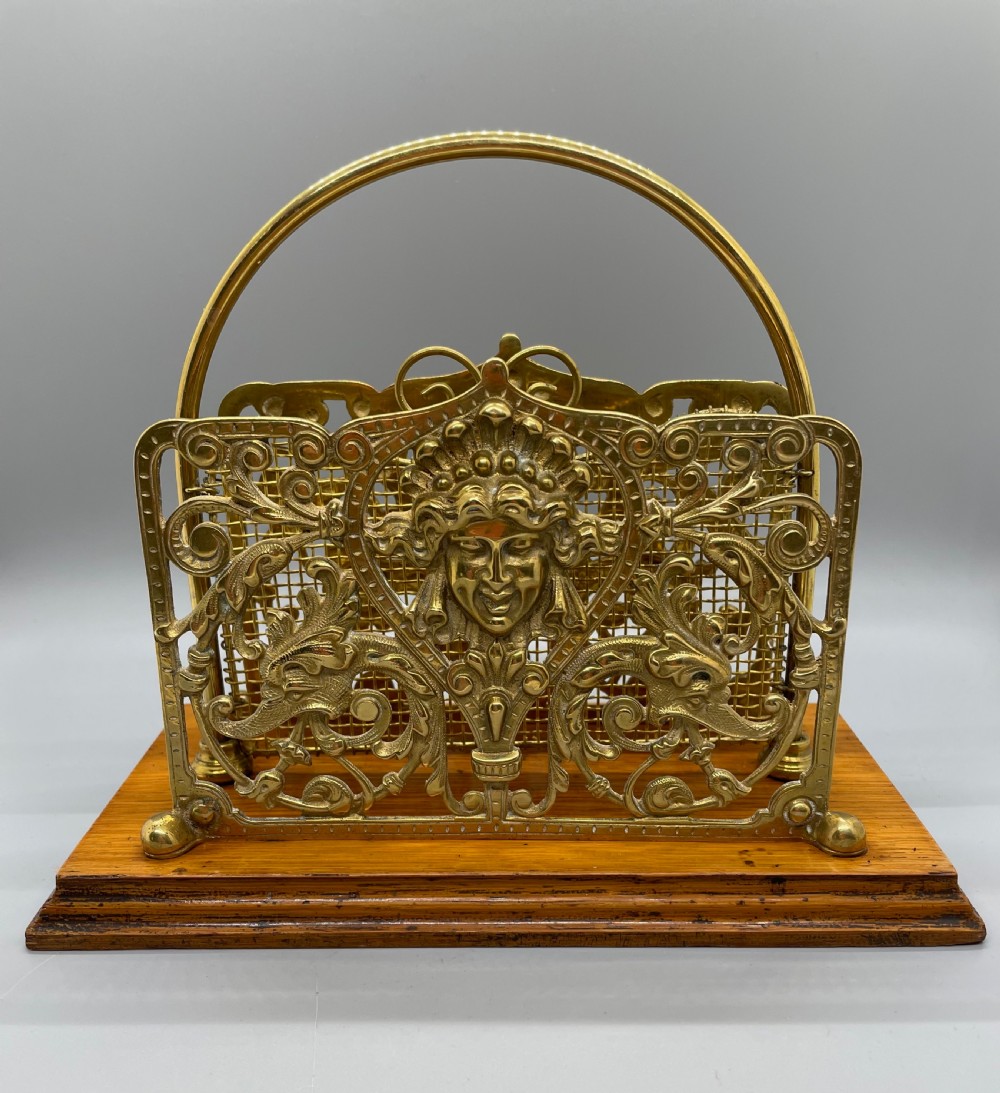 Late Victorian ornate brass letter rack c1890