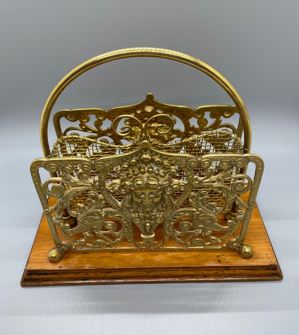 Late Victorian ornate brass letter rack c1890 View II