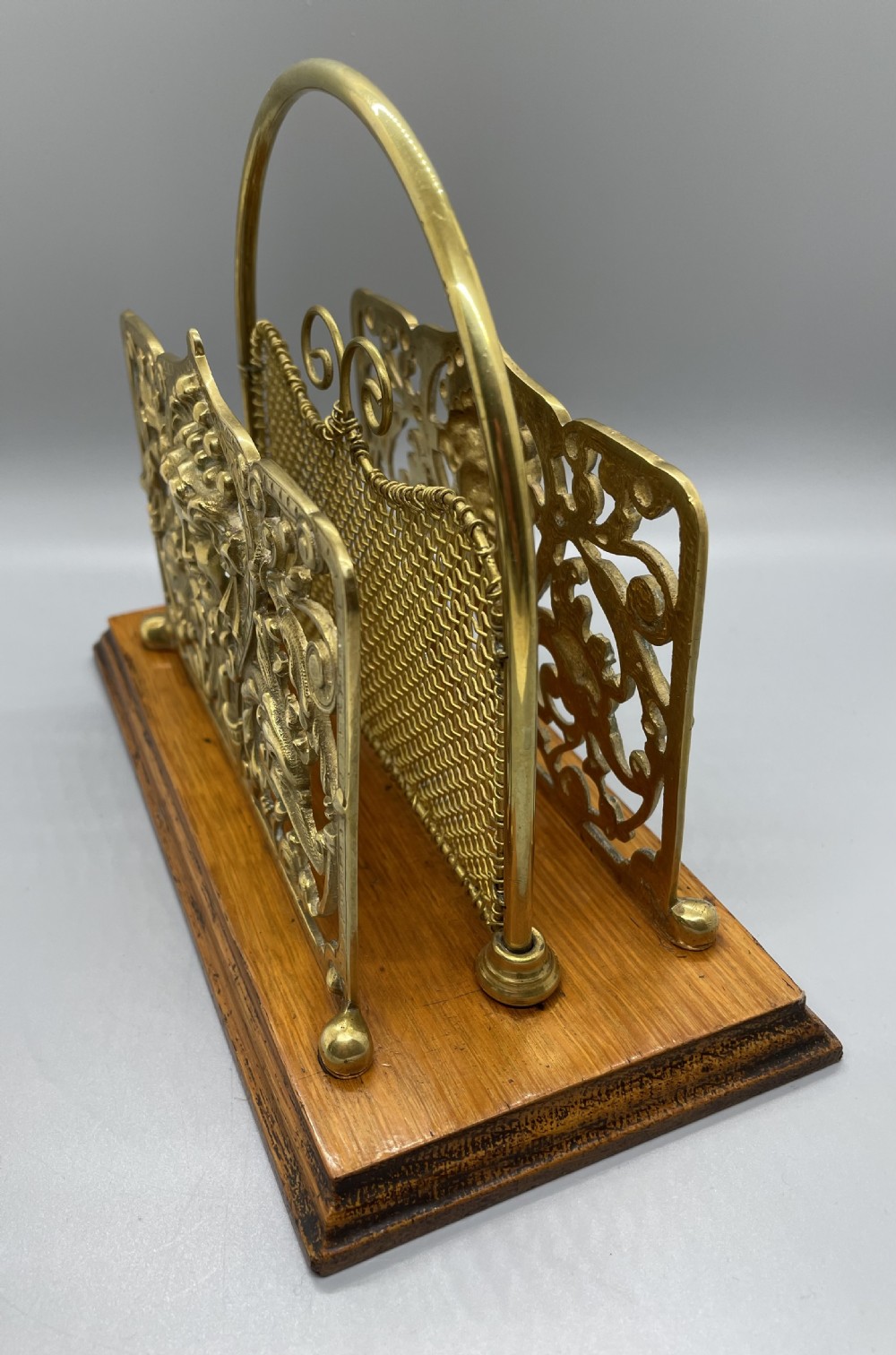 Late Victorian ornate brass letter rack c1890 View IV