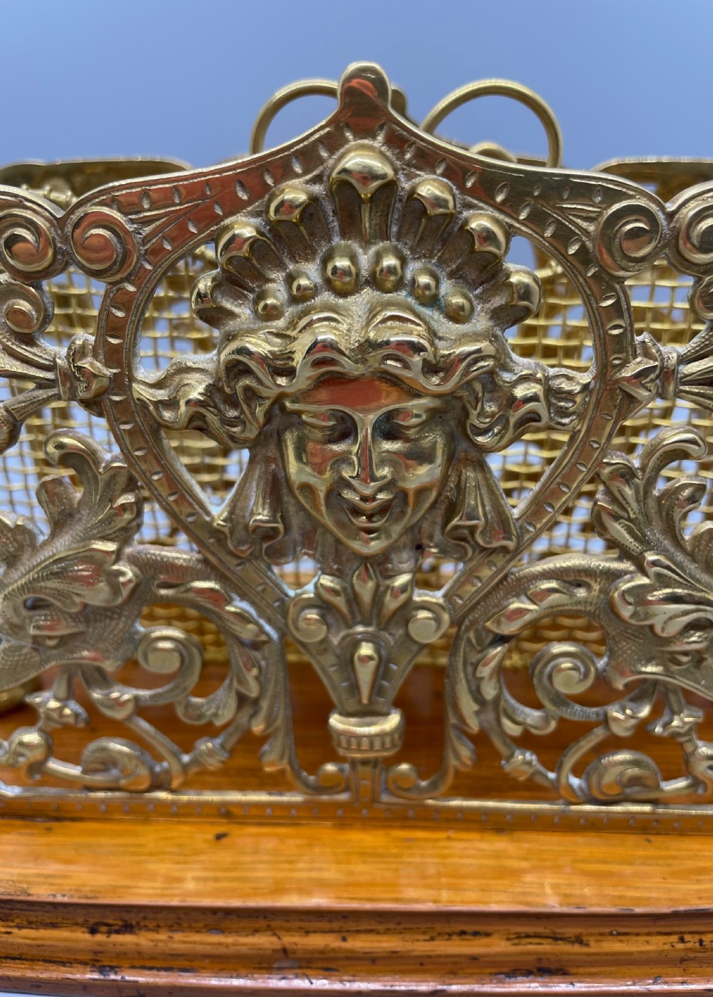 Late Victorian ornate brass letter rack c1890 View VI