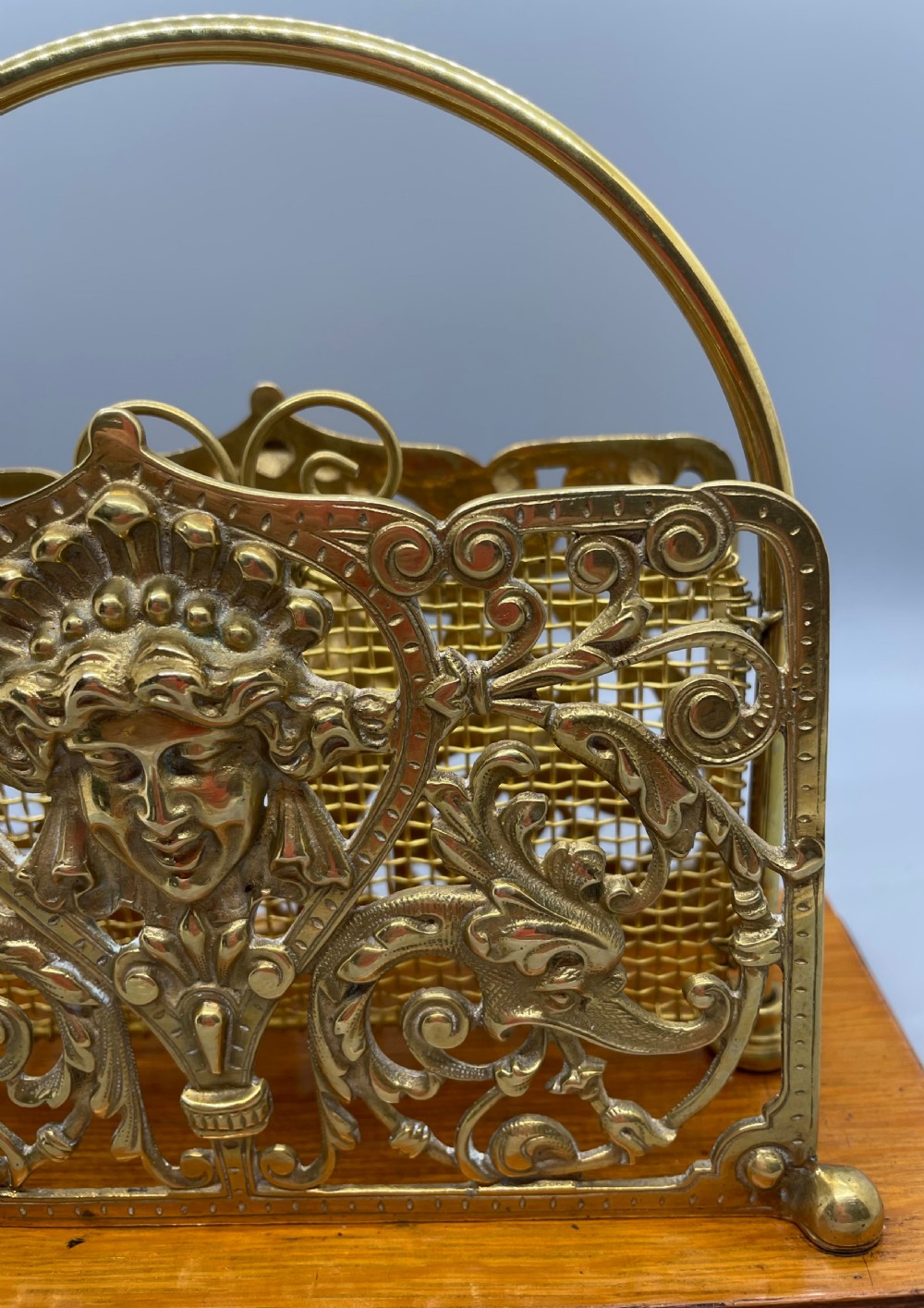 Late Victorian ornate brass letter rack c1890 View VII