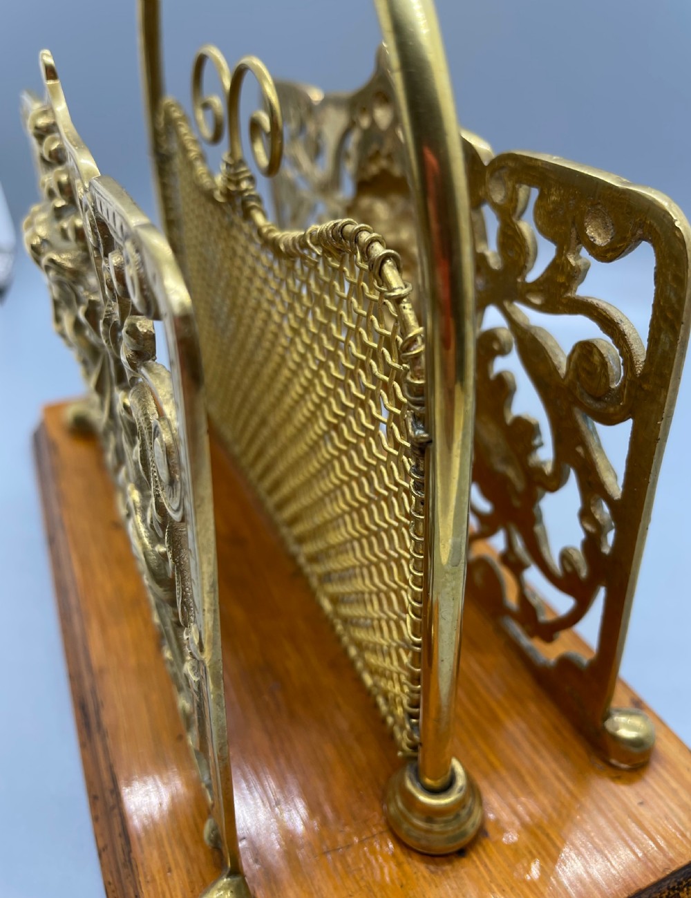Late Victorian ornate brass letter rack c1890 View IX