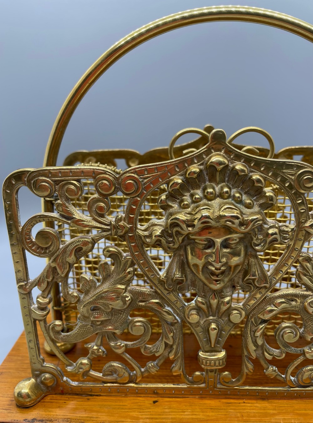 Late Victorian ornate brass letter rack c1890 View X