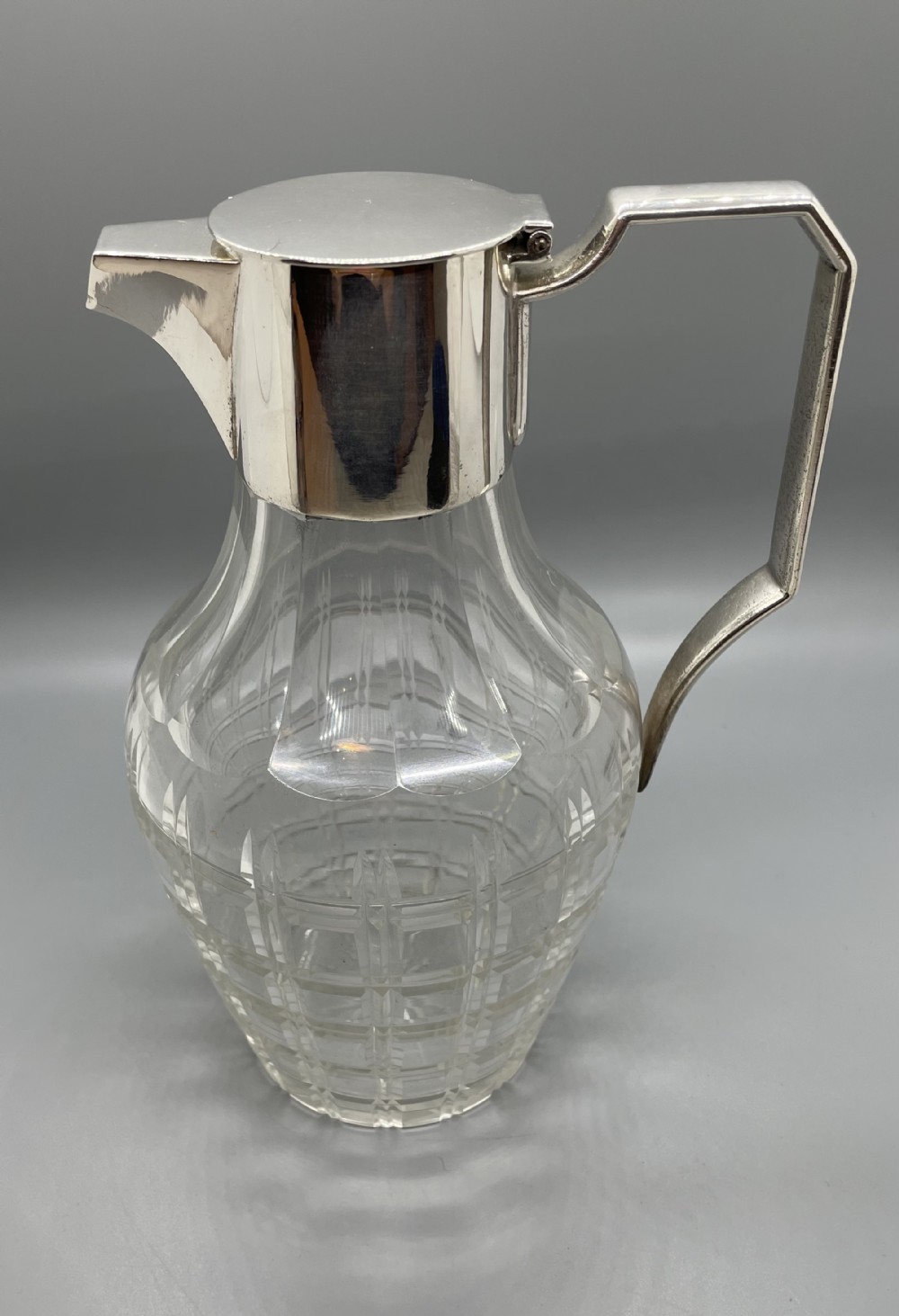 Late Victorian silver plated cut glass claret jug c1890