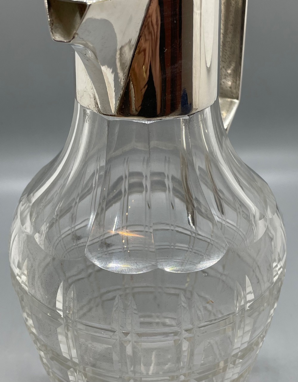 Late Victorian silver plated cut glass claret jug c1890 View VII