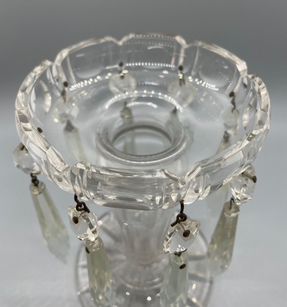 Pair early Victorian cut glass lustres c1860 View VII