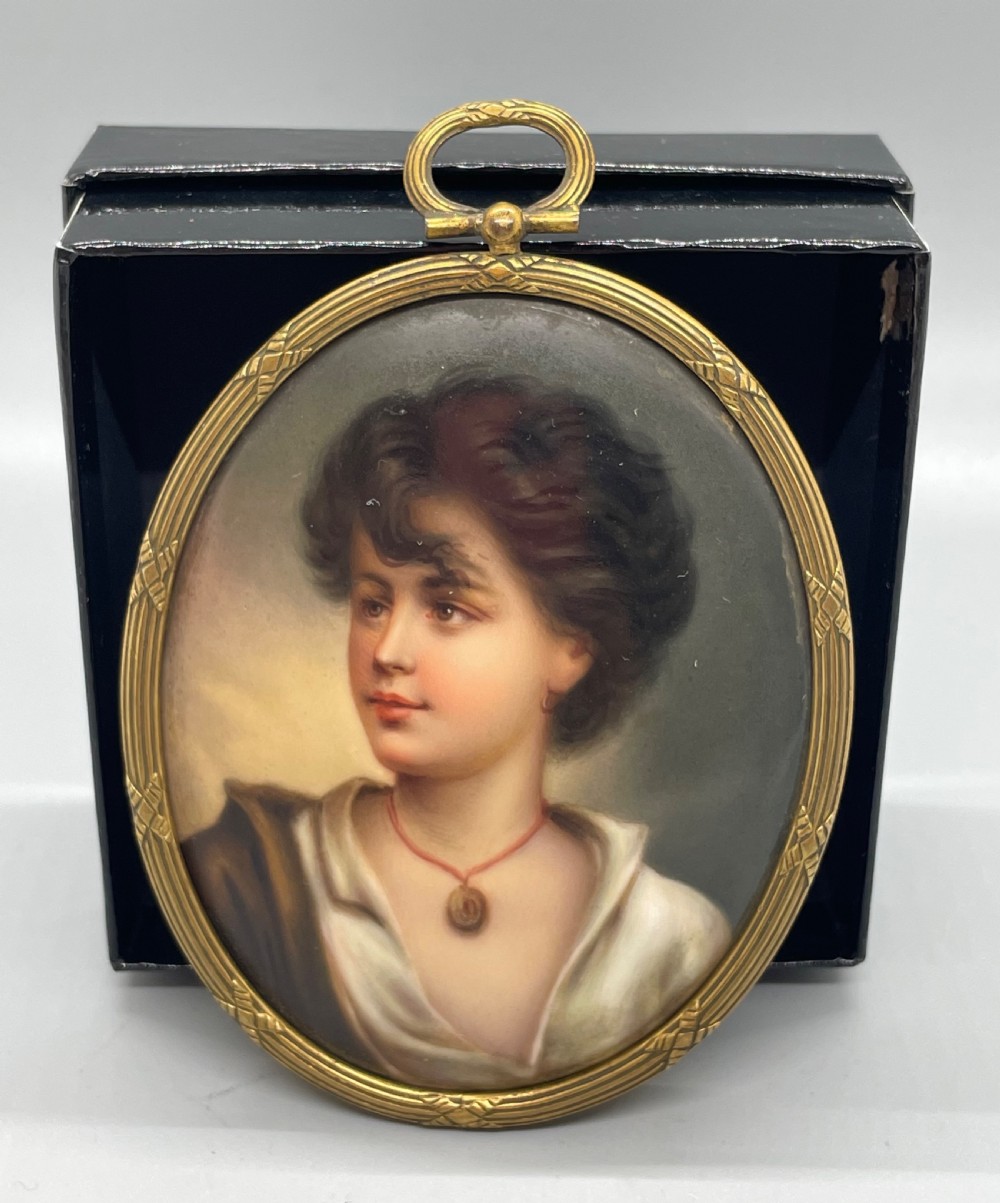 19thc French porcelain miniature portrait c1870
