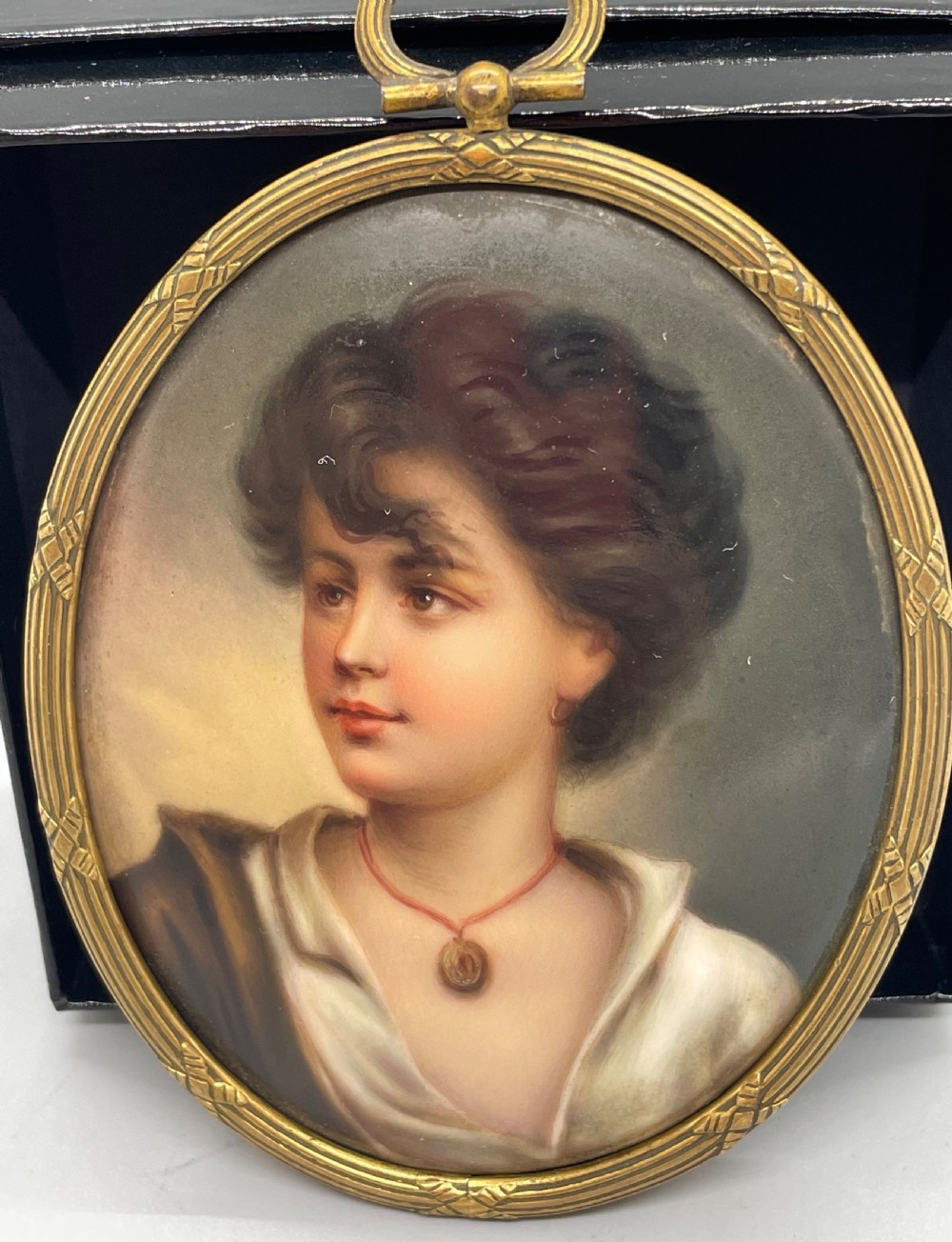 19thc French porcelain miniature portrait c1870 View II