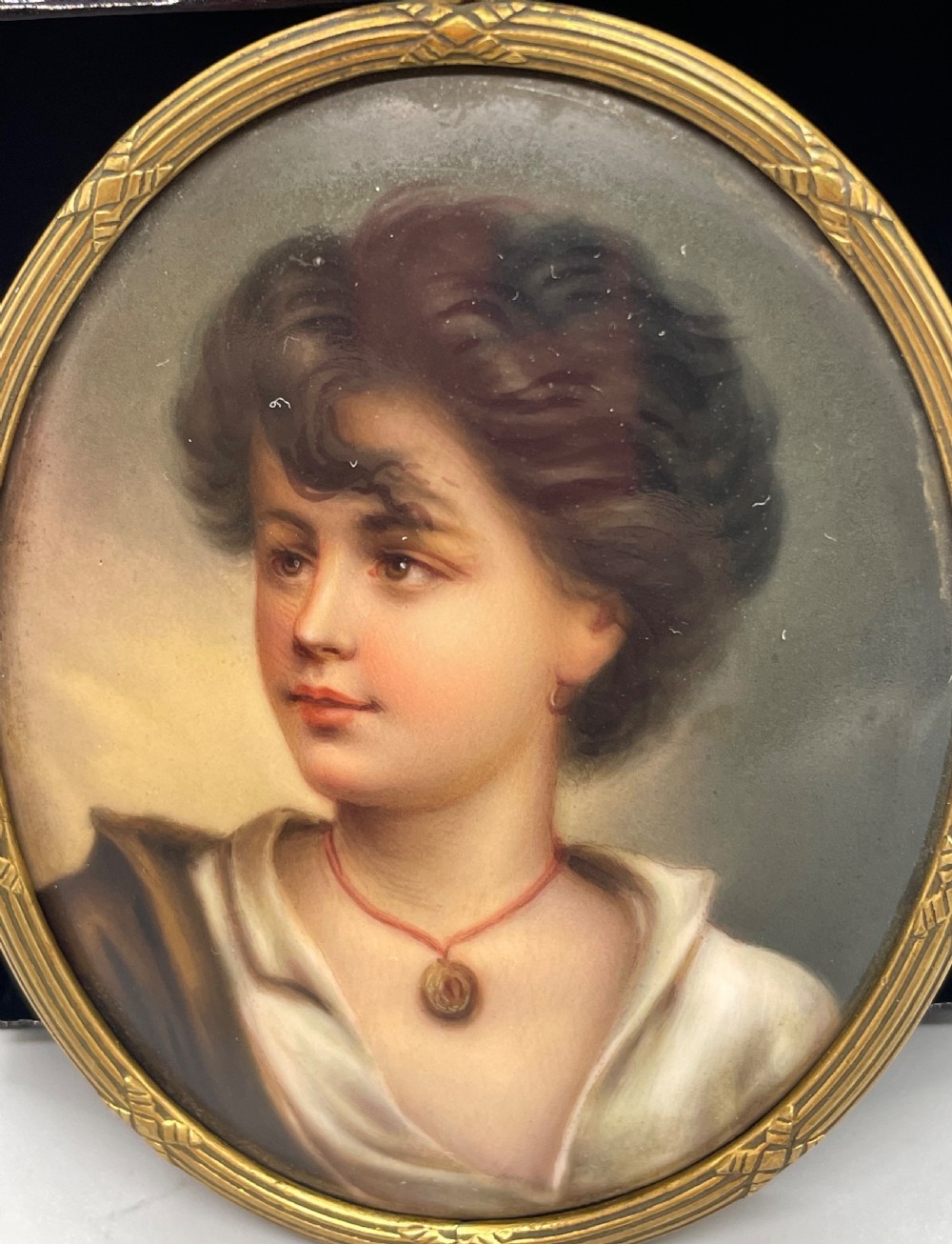 19thc French porcelain miniature portrait c1870 View III