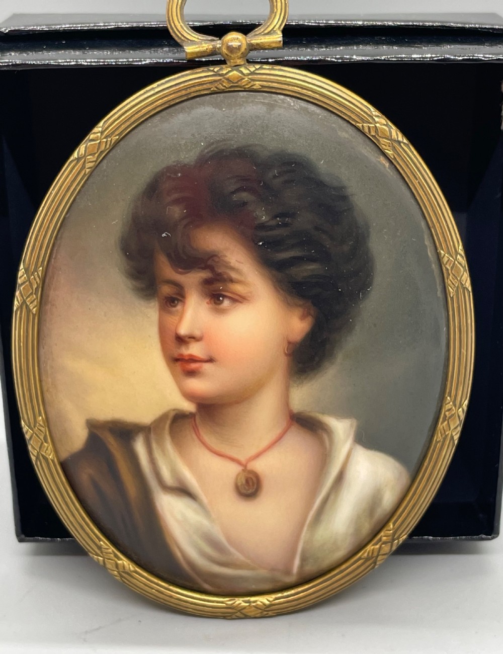 19thc French porcelain miniature portrait c1870 View VI