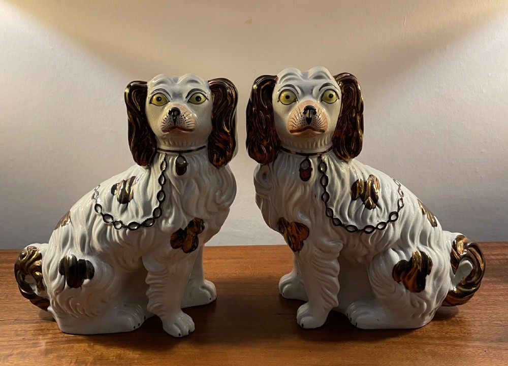 Pair mid 19th Staffs spaniels c1860