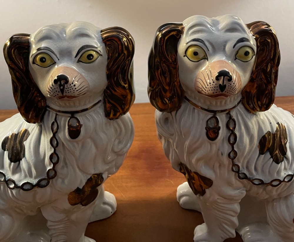 Pair mid 19th Staffs spaniels c1860 View X