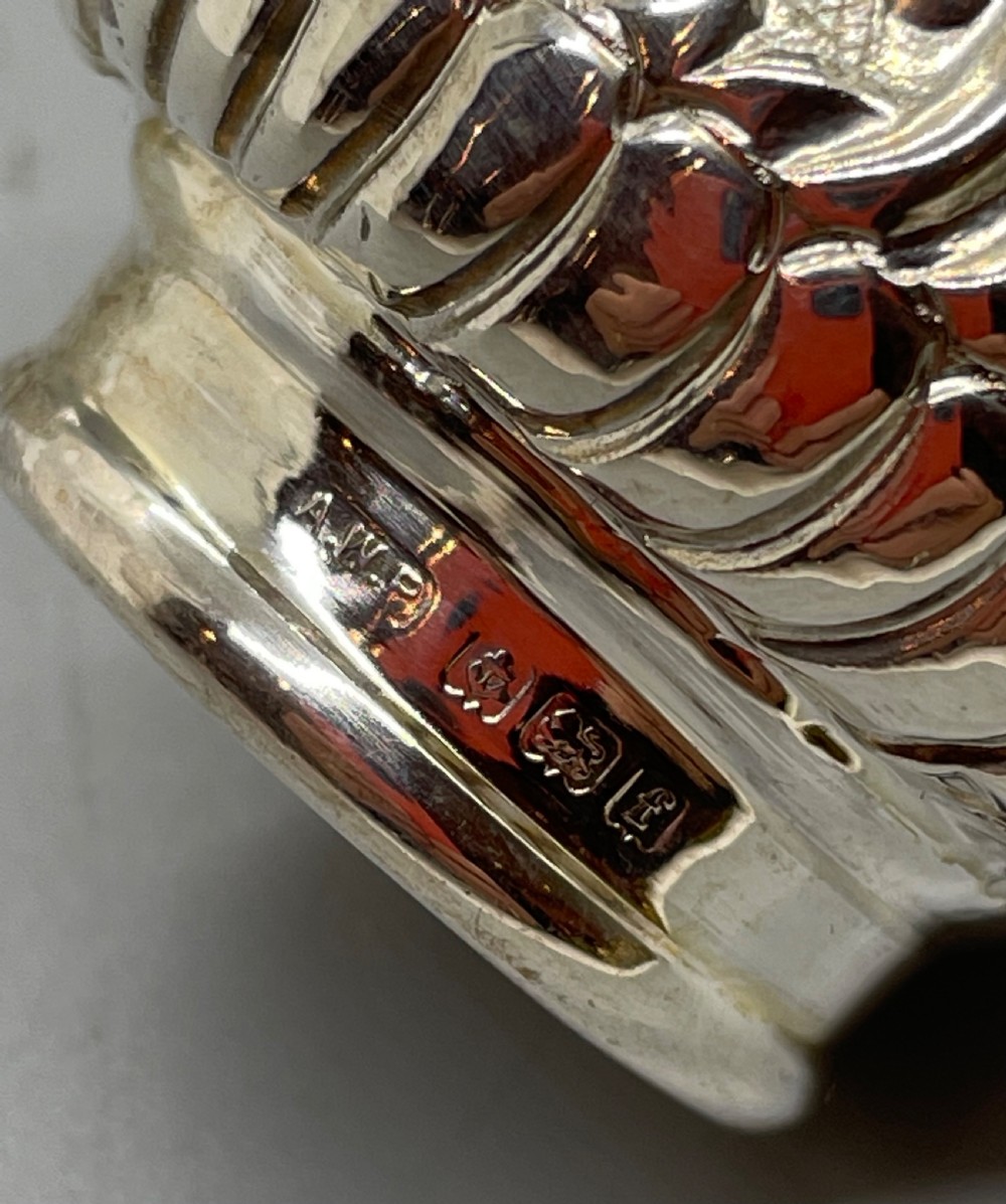 Edwardian silver mounted hobnail cut glass scent bottle Birmingham 1905 ARTHUR WILLMORE PENNINGTON View V
