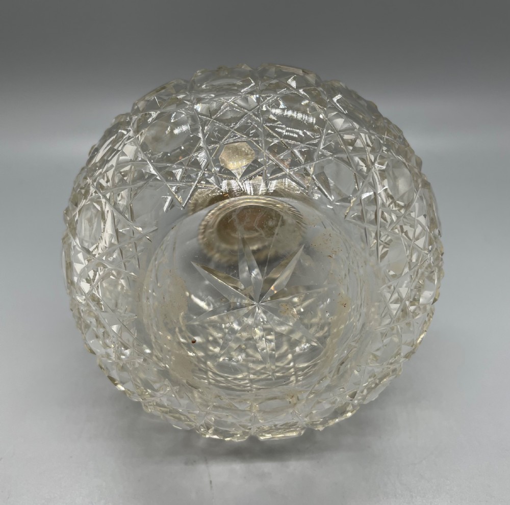 Edwardian silver mounted hobnail cut glass scent bottle Birmingham 1905 ARTHUR WILLMORE PENNINGTON View VI