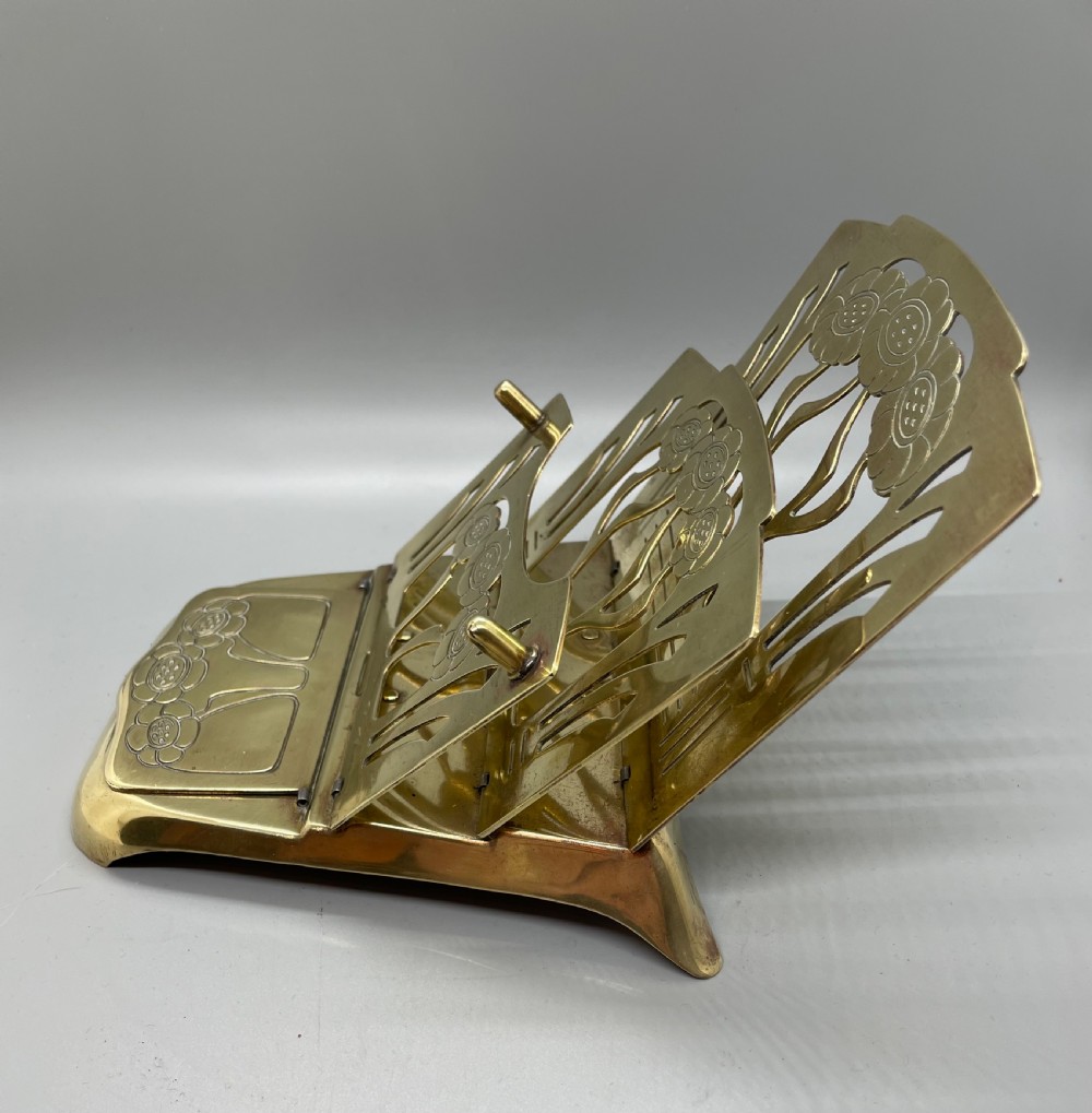 Late 19thc Art Nouveau folding brass paper rack stamp box  c1880 View VII