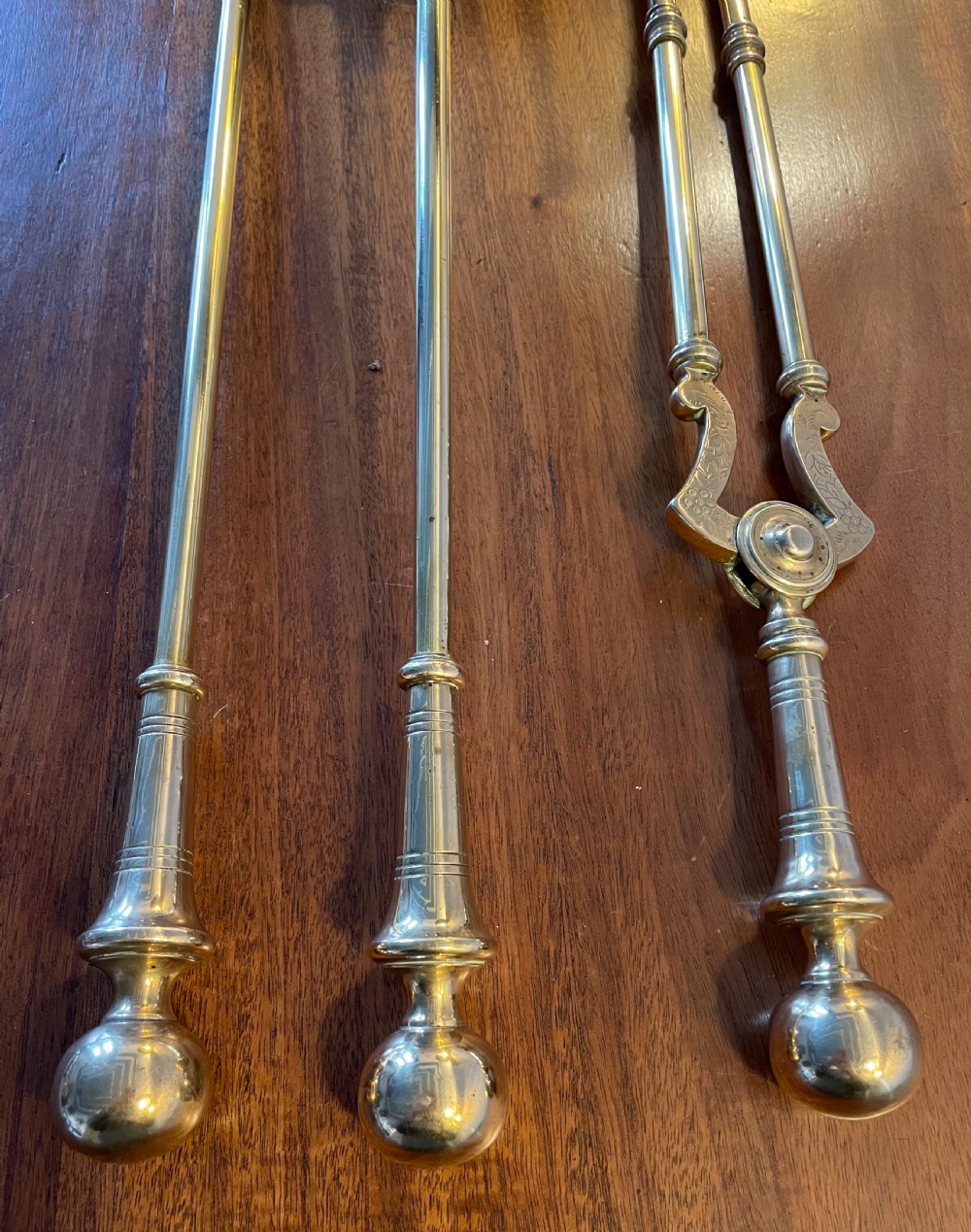 Victorian set brass fireirons c1860 View III