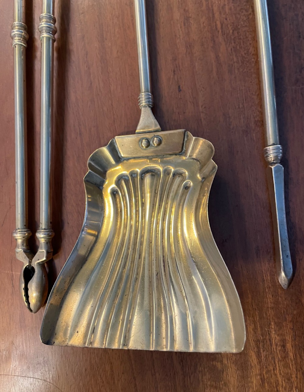 Victorian set brass fireirons c1860 View VII