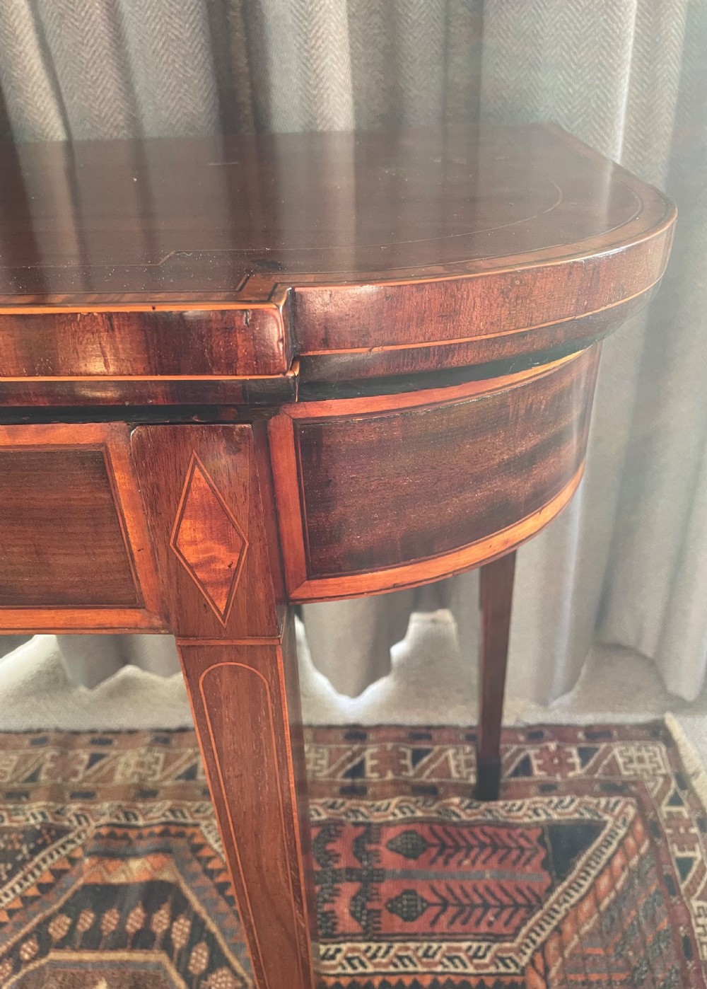Early 19thc mahogany D end card table c1820 View II