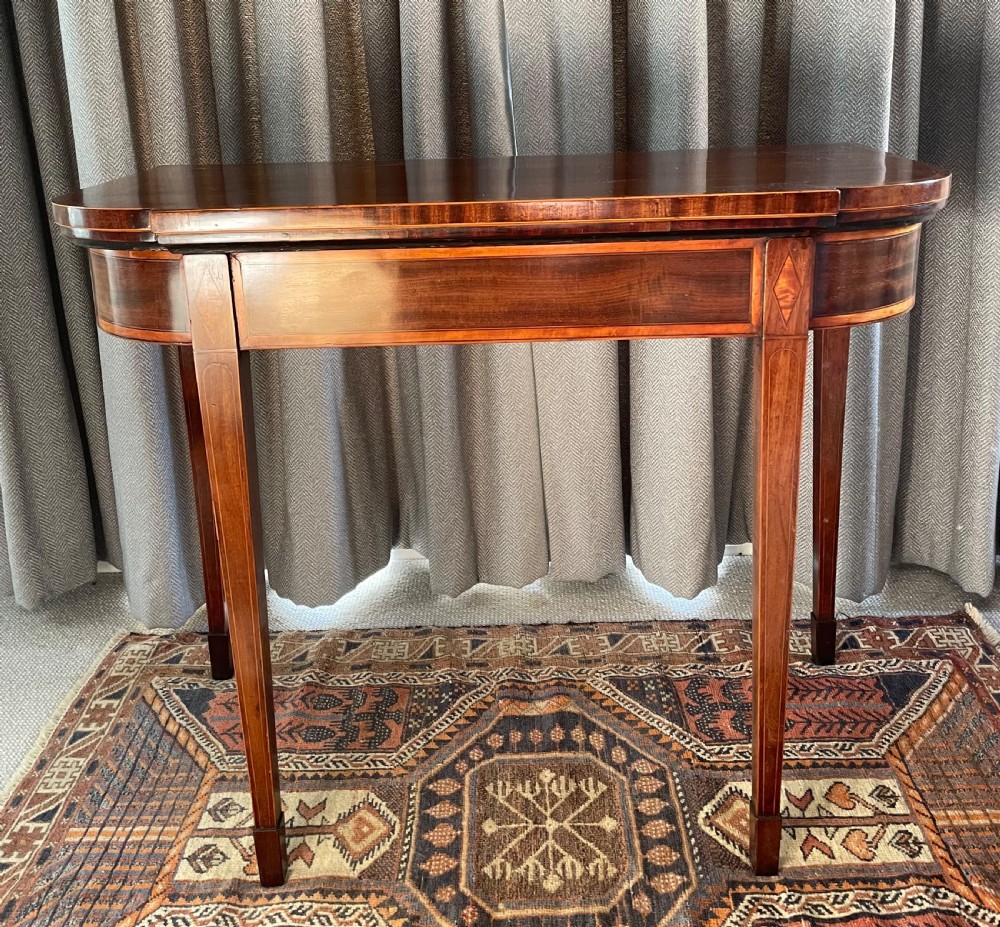 Early 19thc mahogany D end card table c1820 View III