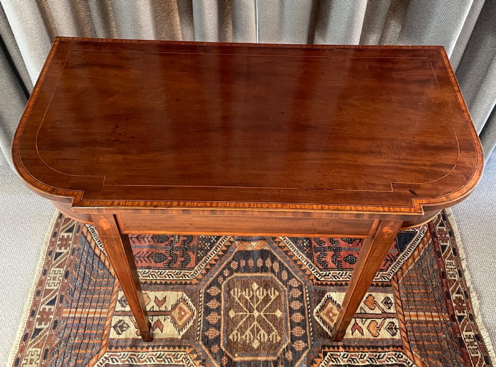 Early 19thc mahogany D end card table c1820 View V